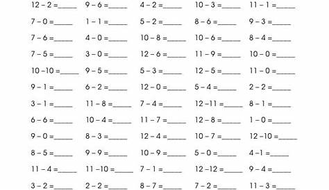 Subtraction fluency drill math facts | Math facts, Subtraction, Math