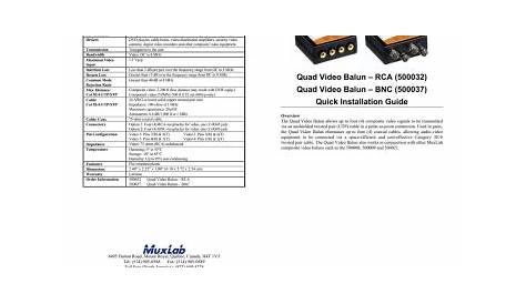 MuxLab Quad Video Balun Installation guide | Manualzz