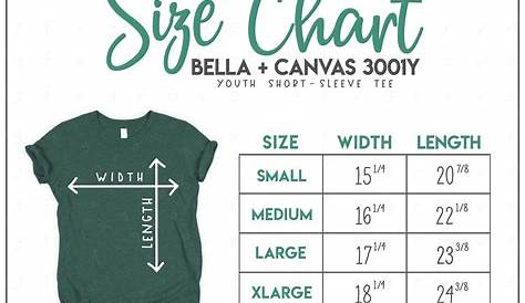 Bella Canvas 3001Y Size Chart Bella Canvas Youth T-shirt | Etsy