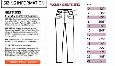 women's belt size chart