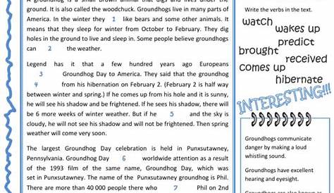 Groundhog Day Comprehension Worksheets - WorksheetsDay