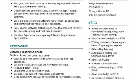 manual tester resume sample