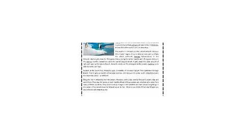 Antarctica - Reading Comprehension (3 pages + key) - ESL worksheet by