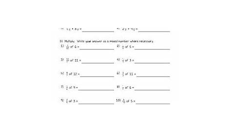 Multiplying Fractions By Whole Numbers - Worksheet 4th Grade (4.NF.4)