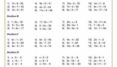 solve linear equations worksheets