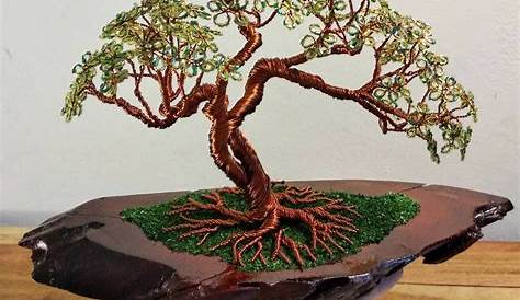 Just finished this beaded copper wire bonsai tree | Wire tree sculpture