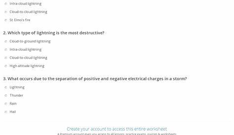 Quiz & Worksheet - Characteristics of Lightning | Study.com