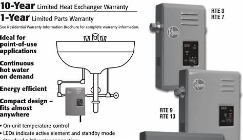 Rheem Water Heater Rte 13 Users Manual RR106rev3