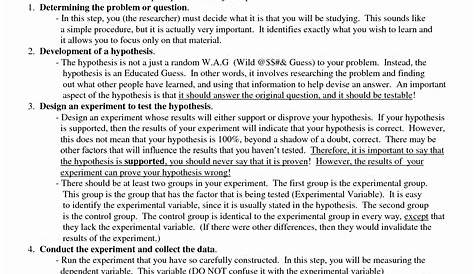 introduction to the scientific method worksheets answer key
