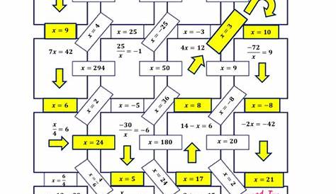 two step equations maze worksheets answer key