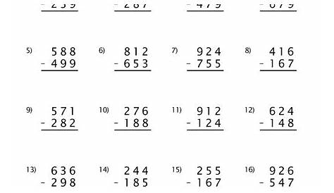 subtraction with regrouping worksheets 4th grade