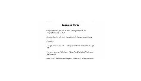 Compound Verbs 2nd - 4th Grade Worksheet | Lesson Planet