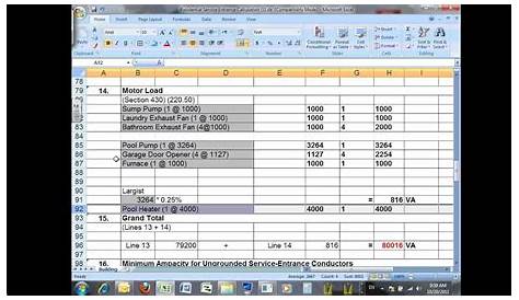 generator load calculation worksheets
