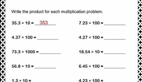 multiplication with decimals worksheets