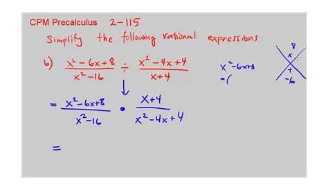 CPM Precalculus 2-115 - Simplifying rational expressions - YouTube
