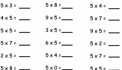 Multiplication Worksheets 5s - Free Printable