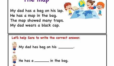 Kindergarten worksheets - ap word family - reading Comprehension 2