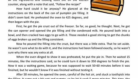 Reading Comprehension Worksheet - Follow the Recipe