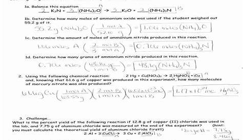 stoichiometry problems worksheet answers