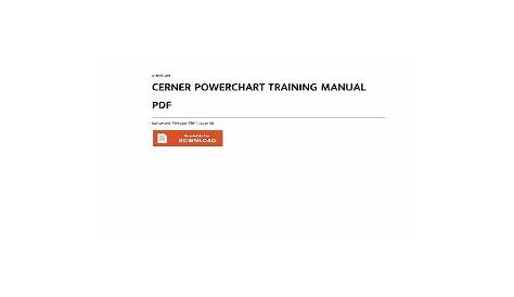 cerner powerchart training manual pdf
