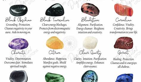 Crystal Meaning Chart Lists 24 commonly used crystals and | Etsy