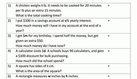 Writing Equations From Word Problems Worksheet — db-excel.com