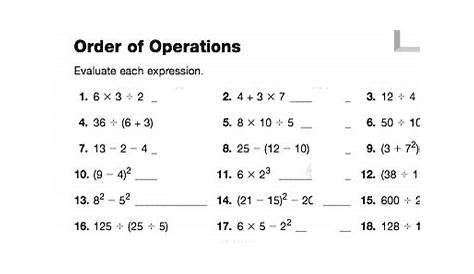 order of operations grade 6