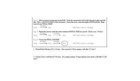 half life calculations worksheet answers