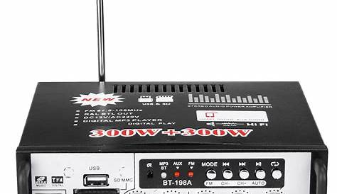 BT-198A Amplifier HiFi Audio Stereo bluetooth FM Radio Bass Subwoofer