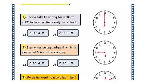 Grade 3 Maths Worksheets: (8.4 Reading the Time in AM and PM) - Lets
