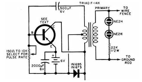 Electric Fence Circuit : Electric Fence - 20KV pulses for perimeter
