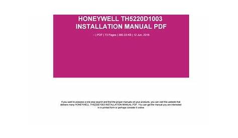 honeywell th622ou2000 installation manual