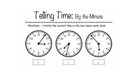 Telling Time: By the Minute Worksheets 1st-3rd Grade by In the Name of