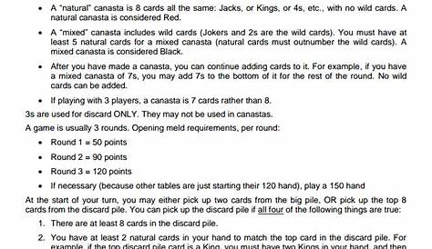Free Printable Canasta Rules - Printable Word Searches