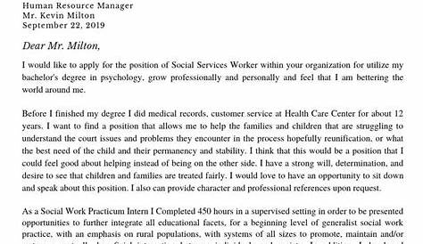 social work cover letter sample