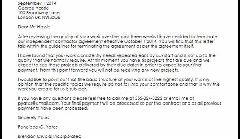 independent contractor termination letter sample