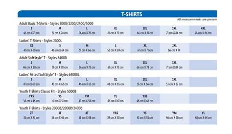 gildan ultra cotton t shirt size chart