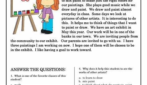 fourth grade reading worksheet