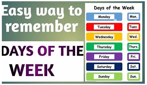 Easy way to remember spelling of Days of the week for children - YouTube