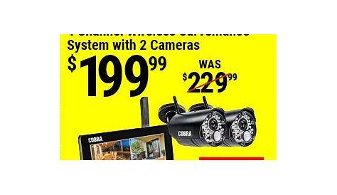 COBRA 4 Channel Wireless Surveillance System with 2 Cameras for $199.99
