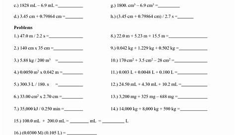 significant figures worksheet chemistry