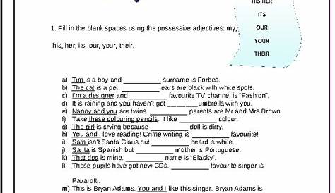 Possessive Adjectives Elementary Worksheet