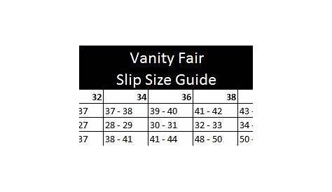 vanity fair size chart