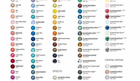 Austrian Crystal Color Chart – The Brothers Trade