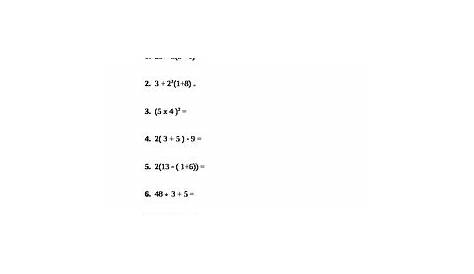 order of operations problems 7th grade