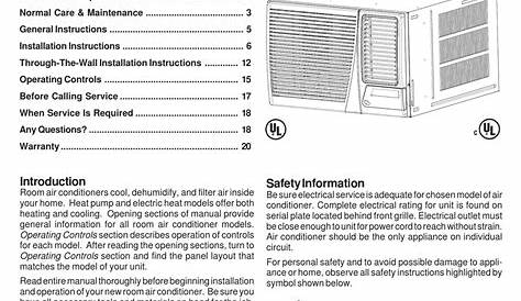 Amana Wall Air Conditioner Manual
