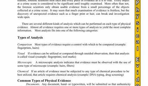 forensic science evidence worksheet