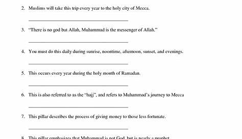 the five pillars of islam worksheets