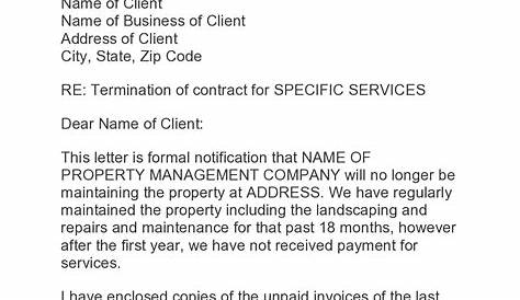 simple termination of contract letter