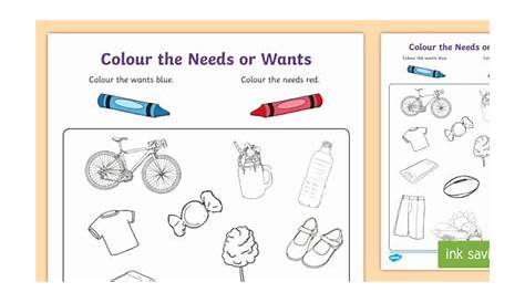 human needs kindergarten worksheet